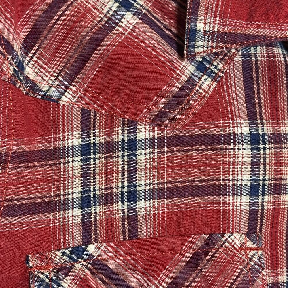 Roebuck & Co Vintage Western-style Cowboy Red, W, & B with Pearl Snaps Large - Picture 6 of 14